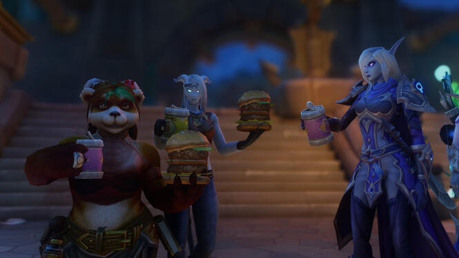 More joyful spectators caught mid-bite and mid-laugh, savoring both food and fun.